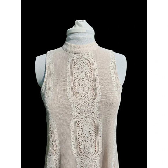 Cream Lace over Nude Short Lace Slip Cocktail Dress by Fire Los Angeles SZ SM - Picture 8 of 13